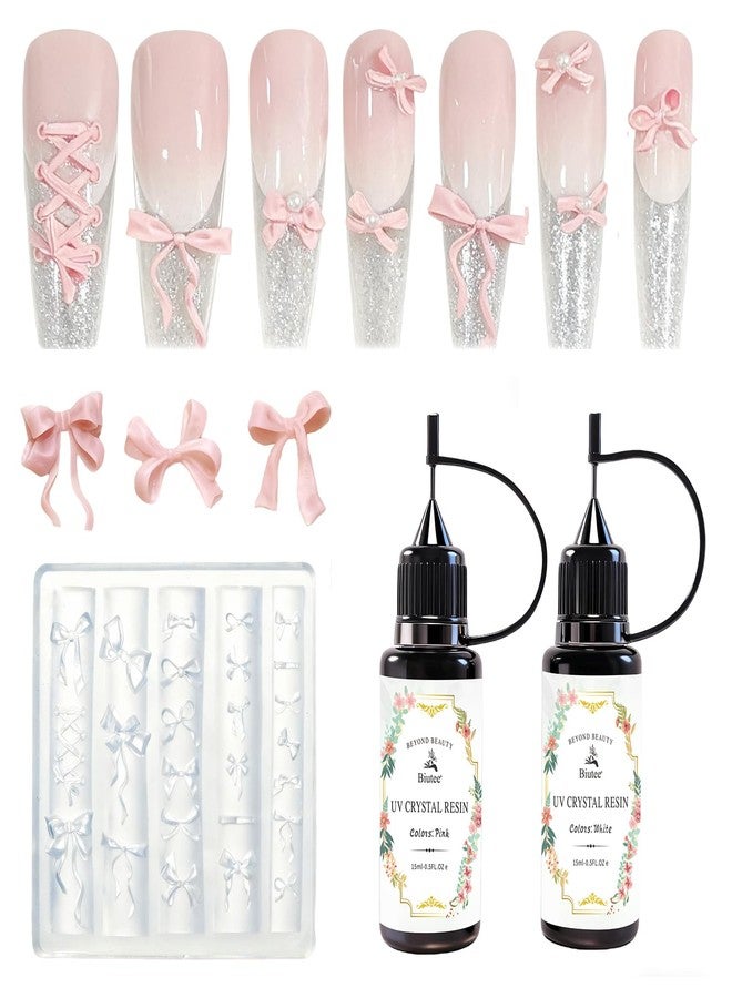 Biutee Bowknot Silicone Nail Molds, 3D Nail Molds for Nail Art, DIY Bow Charms Nail Molds 3D Sculpting Molding Gel Nail Desgin Nail Art Carved Mould for Resin Accessories DIY Nail Supplies - Image 1